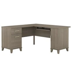 Bush Furniture Somerset 60W L Shaped Desk in Ash Gray (WC81630K) | Durable Laminate Workspace