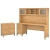 Bush Furniture Somerset 72W Office Desk With Hutch & File Cabinet - Maple Cross (SET019MC)