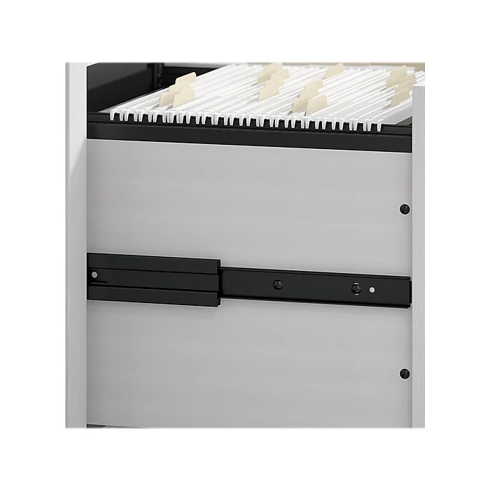 Bush Furniture Key West 60"W L-Shaped Desk with 2-Drawer Mobile File Cabinet, Pure White Oak - Stylish & Functional Office Furniture 4 Bush Furniture Key West 60"W L-Shaped Desk with 2-Drawer Mobile File Cabinet, Pure White Oak - Stylish & Functional Office Furniture - Image 4