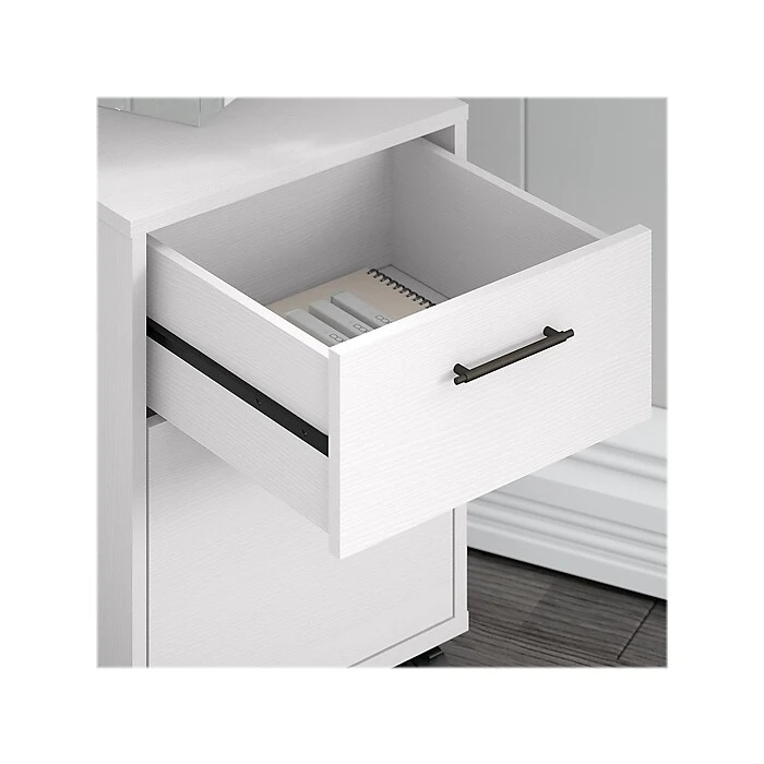 Bush Furniture Key West 60"W L-Shaped Desk with 2-Drawer Mobile File Cabinet, Pure White Oak - Stylish & Functional Office Furniture 6 Bush Furniture Key West 60"W L-Shaped Desk with 2-Drawer Mobile File Cabinet, Pure White Oak - Stylish & Functional Office Furniture - Image 6