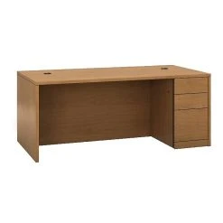 HON® 10500 Series Right Pedestal Desk, Harvest, Laminate Surface, 29.5"H x 72"W x 36"D - Durable Office Desk