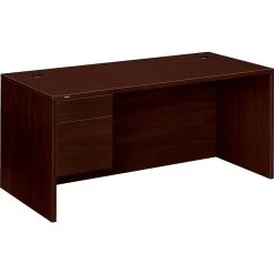 HON 10500 Series 66" Mahogany Single Pedestal Desk - Stylish & Durable Laminate Office Furniture