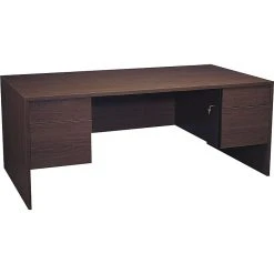 Global Genoa® Executive Double Pedestal Desk - Mahogany, 29"H x 72"W x 36"D - Premium Laminate Office Furniture