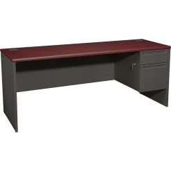 HON® 38000 Series Right Pedestal Credenza - Mahogany/Charcoal, 29.5"H x 72"W x 24"D - Premium Laminate Office Furniture