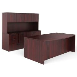 Global Superior BUNDLE10 Workstation - Mahogany Laminate Office Desk