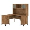 Bush Furniture Somerset 60" L-Shaped Desk With Hutch in Fresh Walnut - Modern Laminate Office Furniture (SET002FW)
