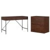 Kathy Ireland® Home Ironworks 48W Writing Desk & Lateral File Cabinet, Coastal Cherry Laminate