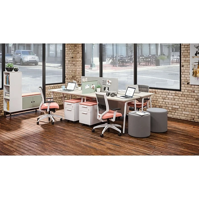 Union & Scale Lewis 36"H x 54"W Laminate Office & Computer Writing Desk, Light Walnut - Tool-Less Assembly (UN55696-CC) 2 Union & Scale Lewis 36"H x 54"W Laminate Office & Computer Writing Desk, Light Walnut - Tool-Less Assembly (UN55696-CC) - Image 2