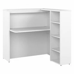Bush Business Furniture Studio C 48"W White Laminate Privacy Desk with Shelves