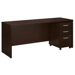 Bush Business Furniture Westfield 72W X 24D Office Desk with Mobile File Cabinet, Mocha Cherry - Durable Laminate Workspace