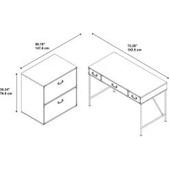 Kathy Ireland® Home Ironworks 48W Writing Desk & Lateral File Cabinet, Vintage Golden Pine - Space-Saving Laminate Office Furniture -Computer Office Desks Shop unnamed file 2798
