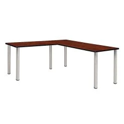 Regency Kee 60" L-Desk with 42" Return - Cherry/Chrome Laminate Office Desk (ML602442CHBPCM)