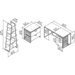 Bush Furniture Refinery 62W Industrial Desk with A-Frame Bookshelf & File Cabinets, Rustic Gray (RFY007RG) - Durable Laminate Office Furniture -Computer Office Desks Shop unnamed file 2807