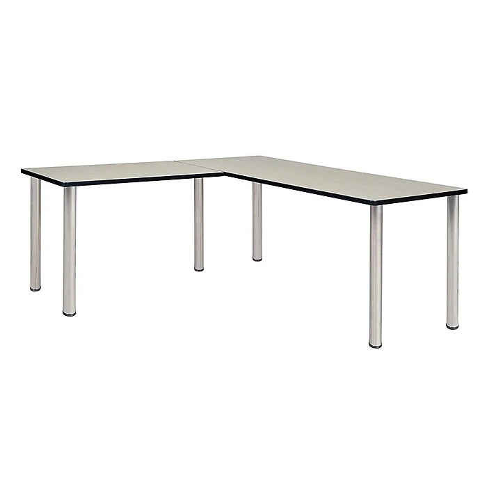 Regency Kee 60" L-Desk With 42" Return, Maple/Chrome (ML602442PLBPCM) - Durable Laminate Office Desk 1 Regency Kee 60" L-Desk With 42" Return, Maple/Chrome (ML602442PLBPCM) - Durable Laminate Office Desk