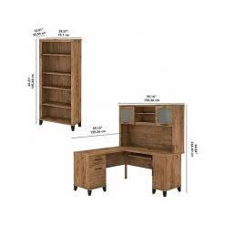 Bush Furniture Somerset 60" L-Shaped Desk With Hutch And 5-Shelf Bookcase, Fresh Walnut - Perfect for Home & Office -Computer Office Desks Shop unnamed file 2817