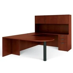 Global Offices To Go Superior Lam Bundle 6 | American Dark Cherry Laminate Desk | 71"W X 102"L X 65.5"H/29.5"H