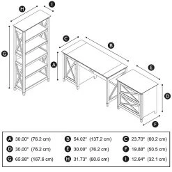 Bush Furniture Key West 54"W Single Pedestal Desk with Lateral File & 5 Shelf Bookcase, Washed Gray - Durable Laminate Office Furniture -Computer Office Desks Shop unnamed file 2840