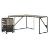 Bush Furniture Refinery 50W L-Shaped Desk with Return & Mobile File Cabinet - Rustic Gray