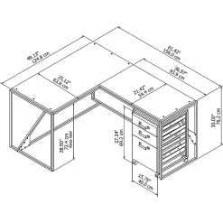 Bush Furniture Refinery 50W L-Shaped Desk with Return & Mobile File Cabinet - Rustic Gray -Computer Office Desks Shop unnamed file 2848