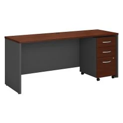 Bush Business Furniture Westfield 72W X 24D Office Desk With Mobile File Cabinet, Hansen Cherry - Durable Laminate Workstation