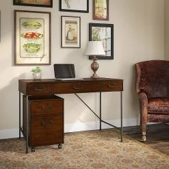 Kathy Ireland® Home Ironworks 48W Writing Desk with 2-Drawer Mobile File Cabinet, Coastal Cherry Laminate -Computer Office Desks Shop unnamed file 2892
