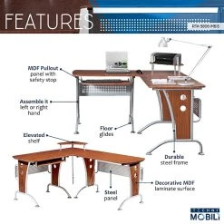 Techni Mobili Deluxe 57"W L-Shaped Desk in Mahogany - Space-Saving Laminate Office Furniture (RTA-3806-M615) -Computer Office Desks Shop unnamed file 290
