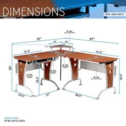Techni Mobili Deluxe 57"W L-Shaped Desk in Mahogany - Space-Saving Laminate Office Furniture (RTA-3806-M615) -Computer Office Desks Shop unnamed file 291