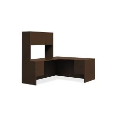 HON 10500 Series L-Shaped Workstation with Stack-On Storage, 66"W x 78"D, Mocha Finish - Office & Home Furniture