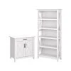 Bush Furniture Key West 30" Secretary Desk with Storage & 5-Shelf Bookcase, Pure White Oak – Compact Laminate Office Furniture