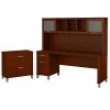 Bush Furniture Somerset 72W Office Desk Set with Hutch & Lateral File Cabinet, Hansen Cherry | Stylish & Functional Laminate Desk