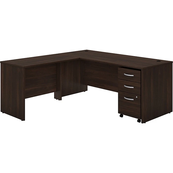 Bush Business Furniture Studio C 72"W L-Shaped Computer Desk with Mobile File & 42"W Return, Black Walnut - STC007BWSU 1 Bush Business Furniture Studio C 72"W L-Shaped Computer Desk with Mobile File & 42"W Return, Black Walnut - STC007BWSU