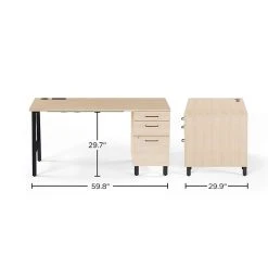 Union & Scale Essentials 60" Single Pedestal Desk in Natural Finish | Durable Laminate Office Furniture -Computer Office Desks Shop unnamed file 296