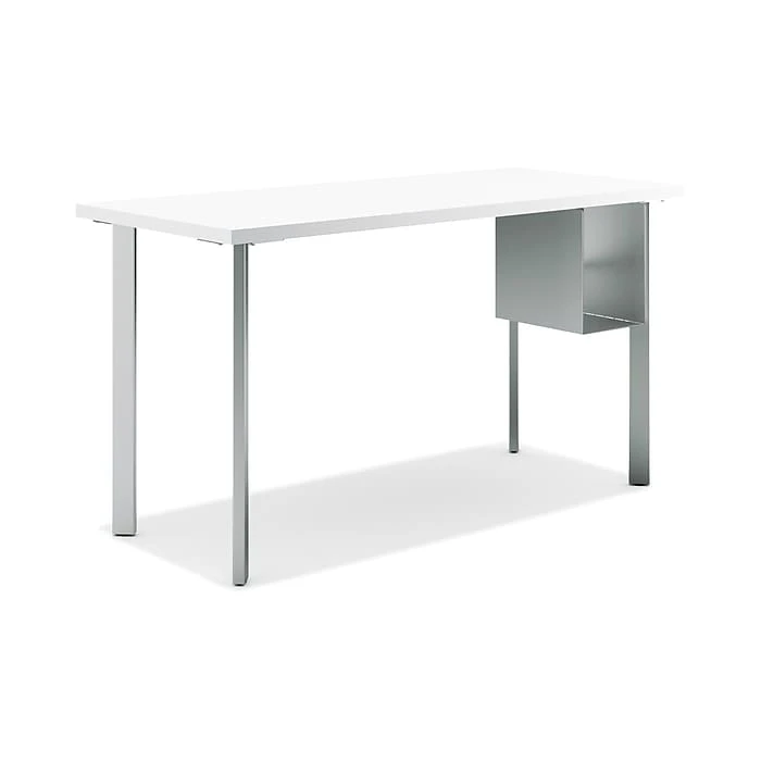 HON Coze 54"W Designer Laminate Desk with U-Storage, White & Silver (RPL2454DWP6S) 1 HON Coze 54"W Designer Laminate Desk with U-Storage, White & Silver (RPL2454DWP6S)