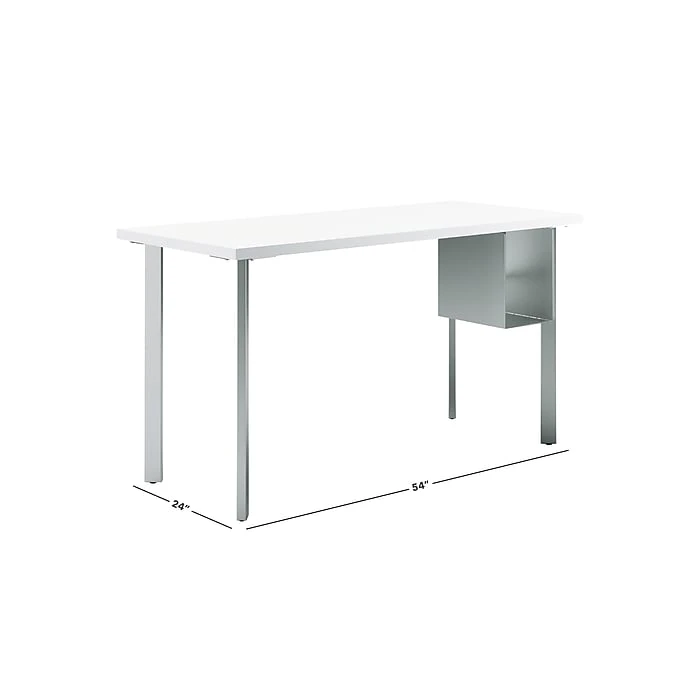 HON Coze 54"W Designer Laminate Desk with U-Storage, White & Silver (RPL2454DWP6S) 2 HON Coze 54"W Designer Laminate Desk with U-Storage, White & Silver (RPL2454DWP6S) - Image 2