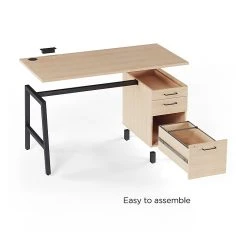 Union & Scale Essentials 60" Single Pedestal Desk in Natural Finish | Durable Laminate Office Furniture -Computer Office Desks Shop unnamed file 297