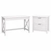 Bush Furniture Key West 48" Writing Desk with 2-Drawer Lateral File Cabinet - Pure White Oak - Stylish & Functional