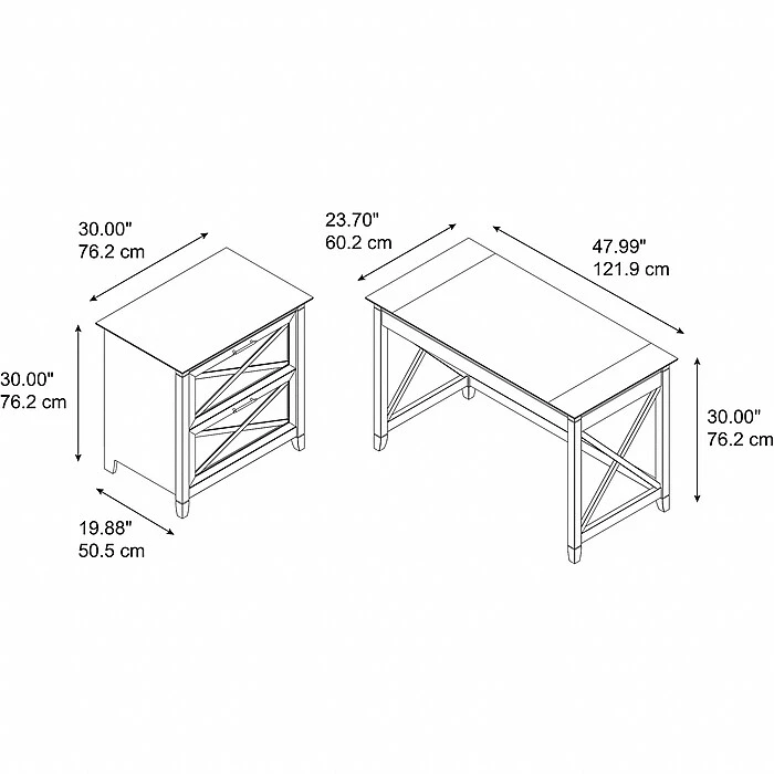 Bush Furniture Key West 48" Writing Desk with 2-Drawer Lateral File Cabinet - Pure White Oak - Stylish & Functional 6 Bush Furniture Key West 48" Writing Desk with 2-Drawer Lateral File Cabinet - Pure White Oak - Stylish & Functional - Image 6
