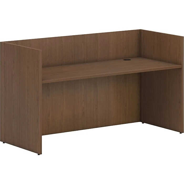 HON Mod 72" Reception Desk Shell, Sepia Walnut (HLPLRCPNDS7230.LSE1) - Durable Laminate Office Furniture 1 HON Mod 72" Reception Desk Shell, Sepia Walnut (HLPLRCPNDS7230.LSE1) - Durable Laminate Office Furniture