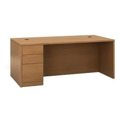 HON 10500 Series Left Pedestal Desk 72 Inch Wide in Harvest Laminate