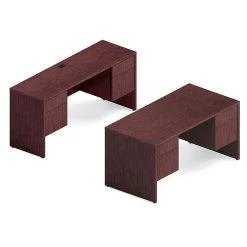 Global Genoa Desking Bundle 1, Quartered Mahogany Laminate (TDG1SL-QTM) - Premium Office Furniture