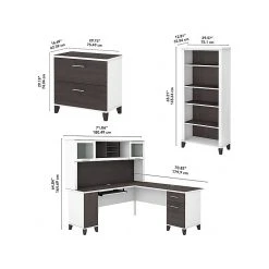 Bush Furniture Somerset 72" L-Shaped Desk with Hutch, Lateral File Cabinet & Bookcase - Storm Gray/White (SET012SGWH) 12 Bush Furniture Somerset 72" L-Shaped Desk with Hutch, Lateral File Cabinet & Bookcase - Storm Gray/White (SET012SGWH) -Computer Office Desks Shop unnamed file 3023