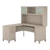 Bush Furniture Somerset 60" L-Shaped Desk With Hutch, Sand Oak (SET002SO) - Stylish Laminate Office Furniture