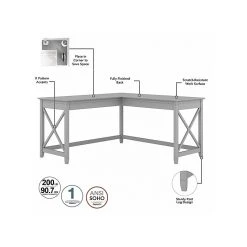 Bush Furniture Key West 60" L-Shaped Desk with 2 Drawer Mobile File Cabinet & 5 Shelf Bookcase, Cape Cod Gray – Durable Laminate Workspace Solution -Computer Office Desks Shop unnamed file 3052