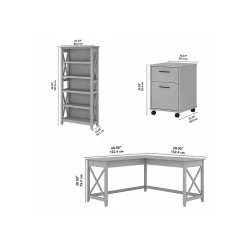 Bush Furniture Key West 60" L-Shaped Desk with 2 Drawer Mobile File Cabinet & 5 Shelf Bookcase, Cape Cod Gray – Durable Laminate Workspace Solution -Computer Office Desks Shop unnamed file 3054