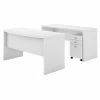 Office By Kathy Ireland® Echo Bow Front Desk And Credenza With Mobile File Cabinet, Pure White - Stylish & Functional Office Furniture
