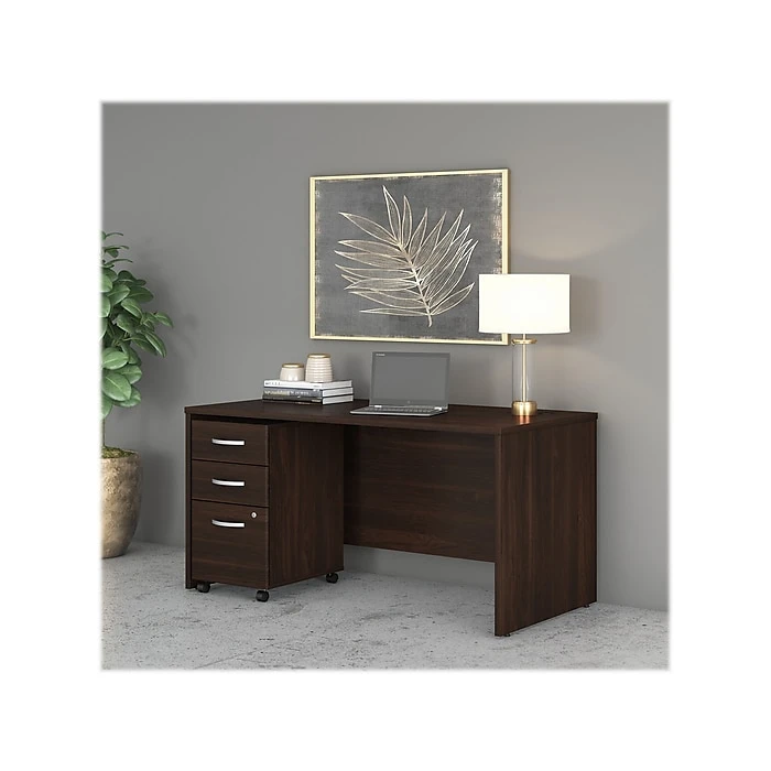 Bush Business Furniture Studio C 60" W Laminate Computer Desk With Mobile File Cabinet Bundle, Black Walnut (STC014BWSU) 2 Bush Business Furniture Studio C 60" W Laminate Computer Desk With Mobile File Cabinet Bundle, Black Walnut (STC014BWSU) - Image 2
