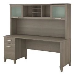 Bush Furniture Somerset 72W Office Desk With Hutch, Ash Gray (SET018AG) - Stylish Laminate Desk for Home or Office