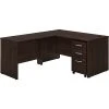 Bush Business Furniture Studio C 60" W L-Shaped Desk with Mobile File Cabinet & 42" W Return Bundle, Black Walnut - STC008BWSU