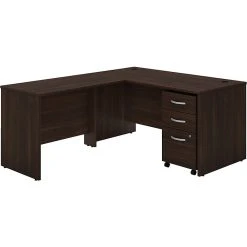 Bush Business Furniture Studio C 60" W L-Shaped Desk with Mobile File Cabinet & 42" W Return Bundle, Black Walnut - STC008BWSU