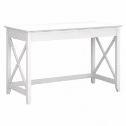 Bush Furniture Key West 48" Writing Desk in Pure White Oak | Stylish Laminate Office Desk